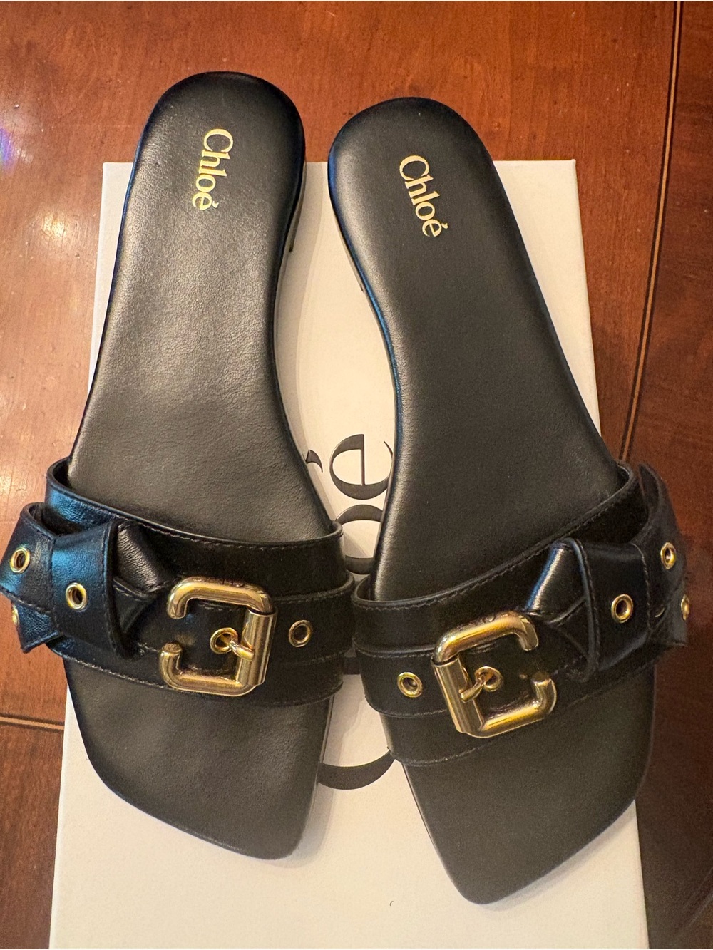 Chloe Mae Slide Sandals with Gold Hardware size 38 - Picture 3 of 5